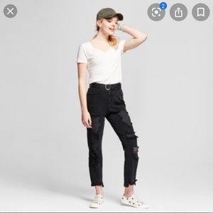 Mossimo High Rise Distressed Mom Jeans